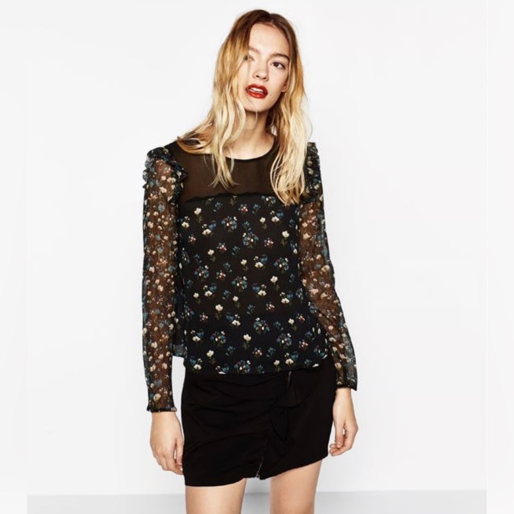Zara Sheer Floral Blouse